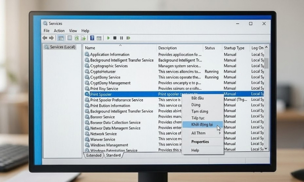 Khởi Động Lại Dịch Vụ Print Spooler Trên Windows